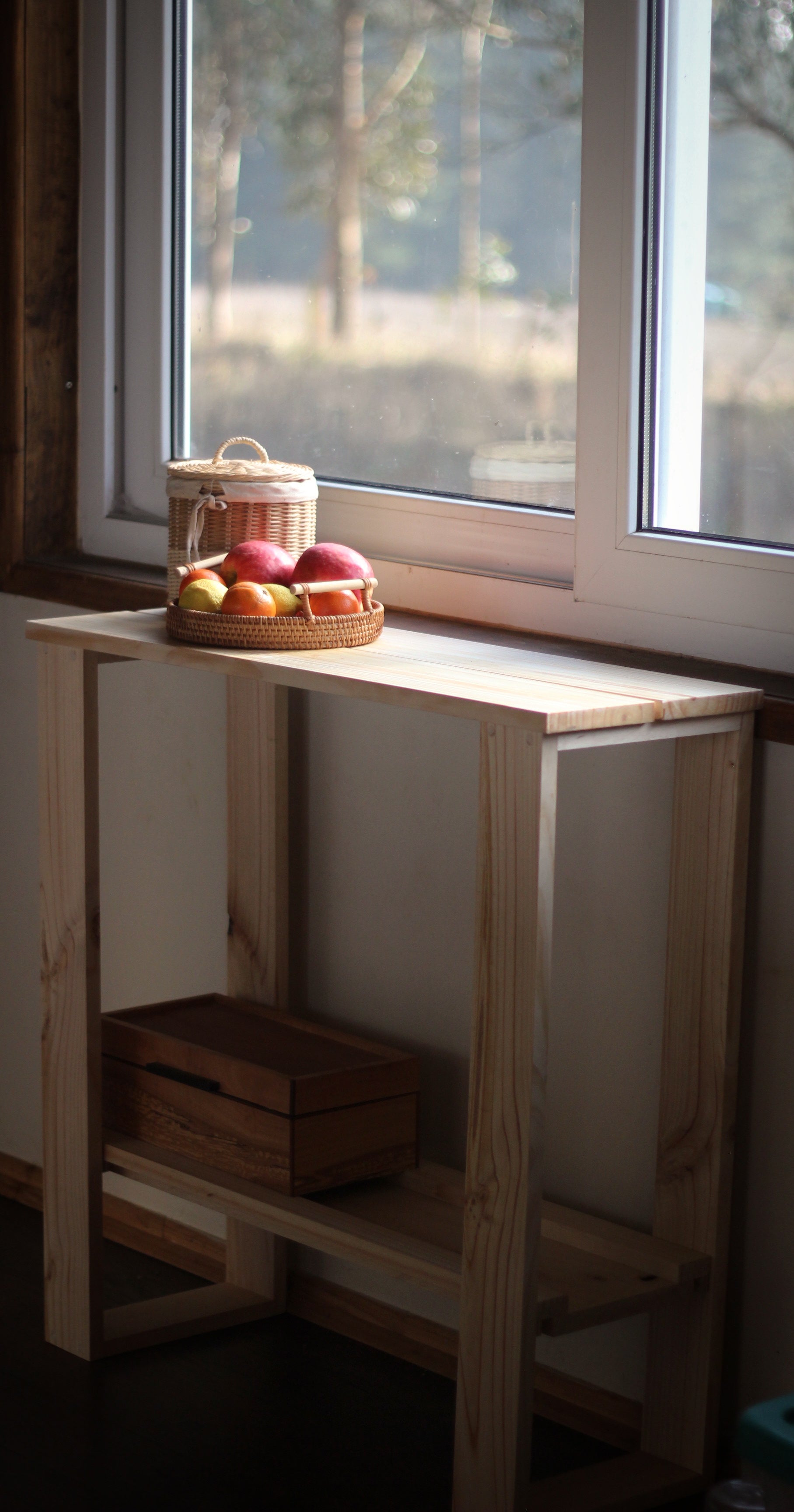 Mesa Arrimo Madera - Fabricación Chilena - Minimalista  - Colección Raíz
